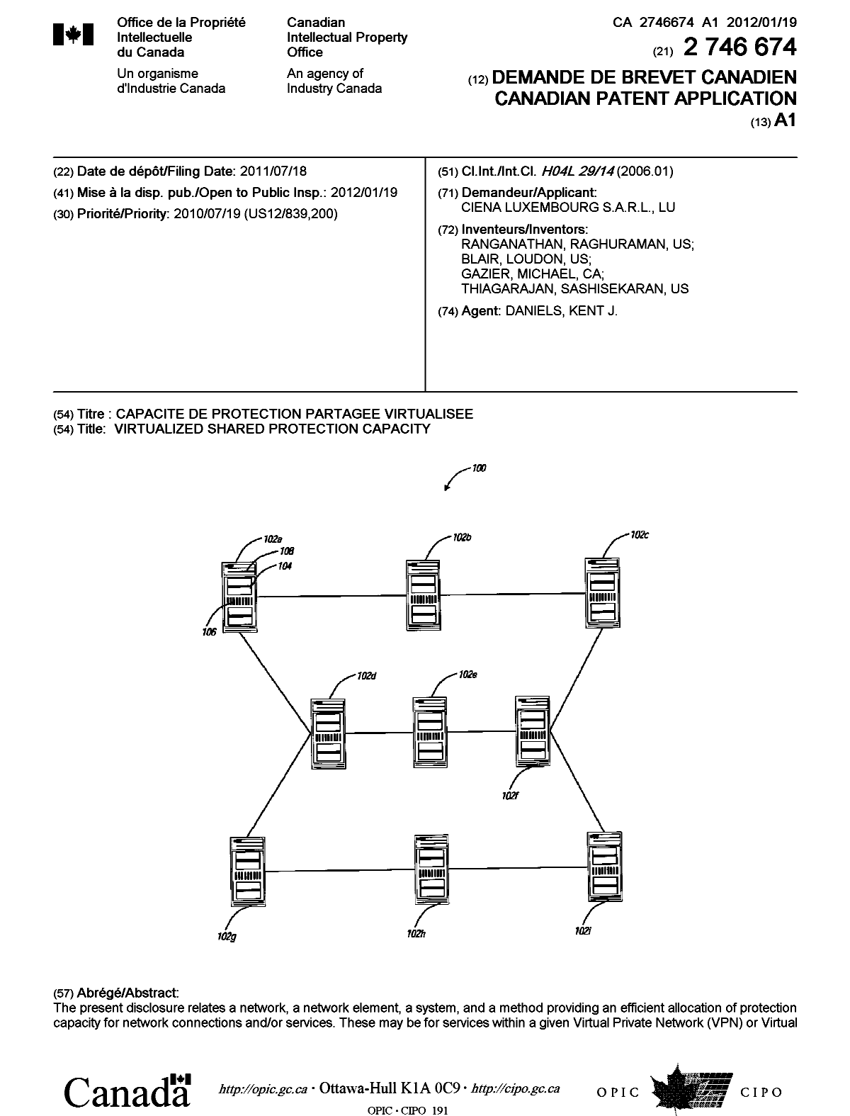 Document de brevet canadien 2746674. Page couverture 20111206. Image 1 de 2