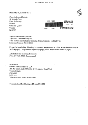 Canadian Patent Document 2748481. Prosecution-Amendment 20111208. Image 1 of 11