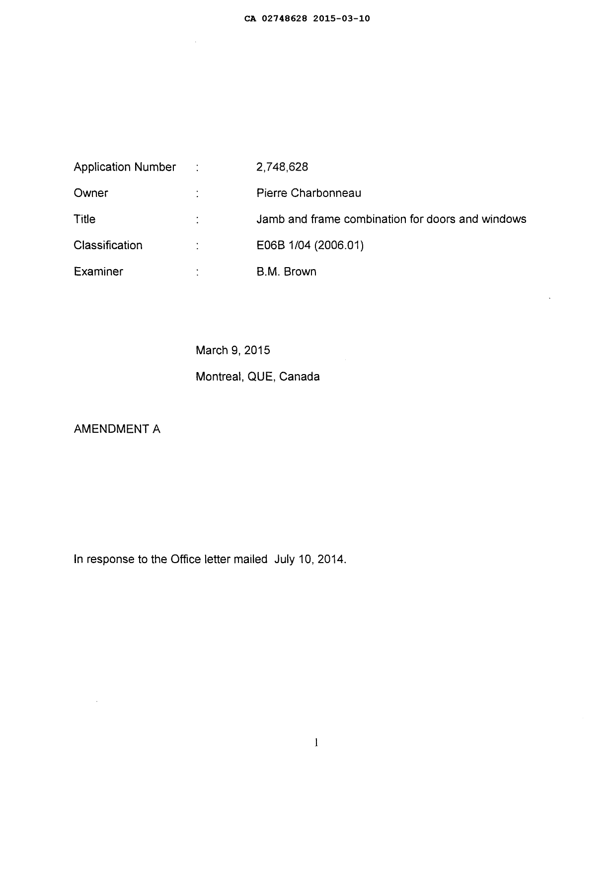 Document de brevet canadien 2748628. Poursuite-Amendment 20141210. Image 2 de 9