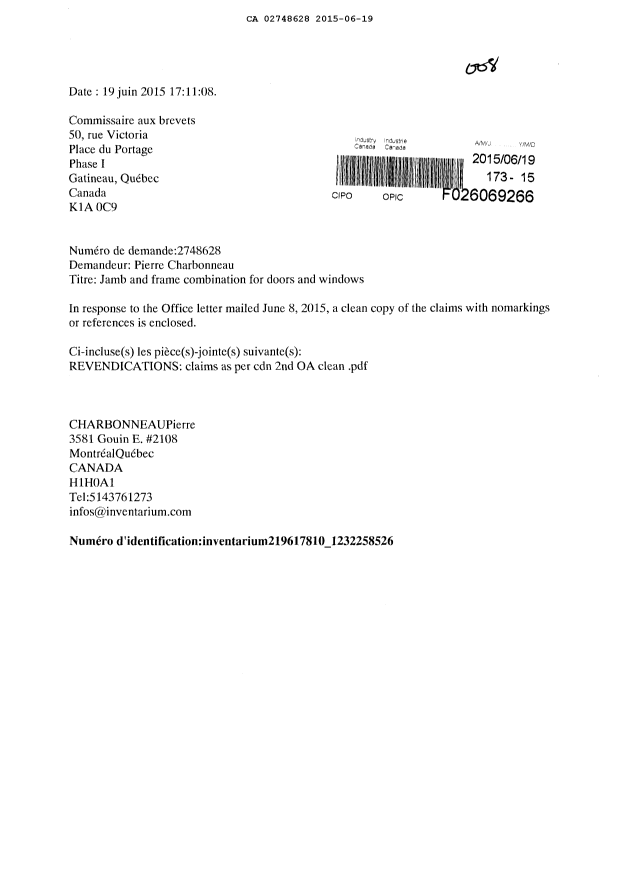 Document de brevet canadien 2748628. Poursuite-Amendment 20141219. Image 1 de 5