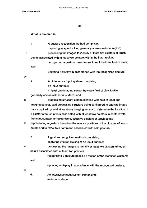 Document de brevet canadien 2748881. Revendications 20110704. Image 1 de 2