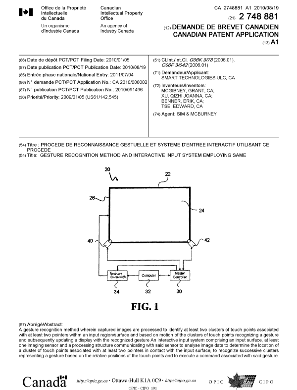Document de brevet canadien 2748881. Page couverture 20110908. Image 1 de 1