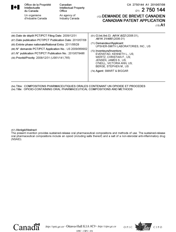 Canadian Patent Document 2750144. Cover Page 20110912. Image 1 of 1