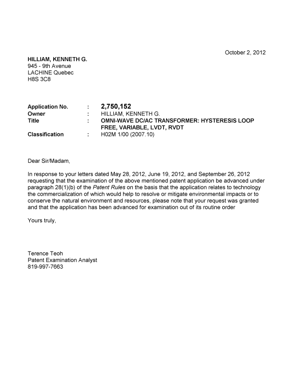 Document de brevet canadien 2750152. Poursuite-Amendment 20111202. Image 1 de 1