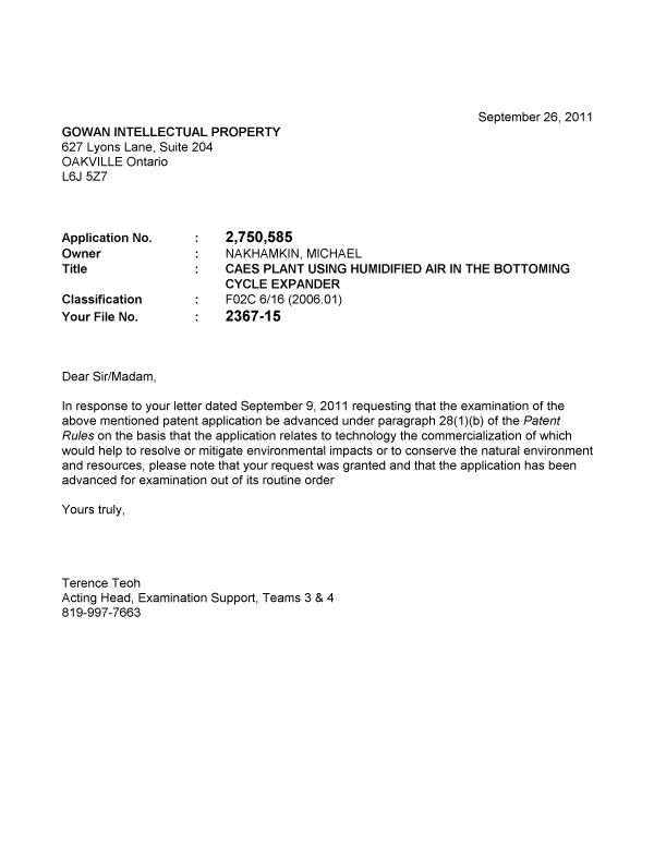 Document de brevet canadien 2750585. Poursuite-Amendment 20101226. Image 1 de 1