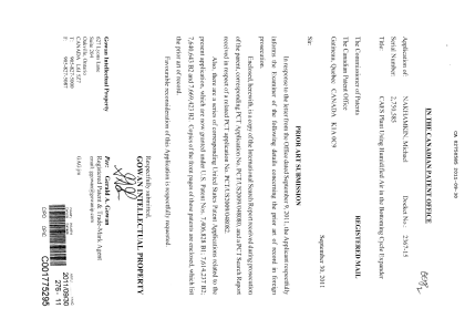 Canadian Patent Document 2750585. Prosecution-Amendment 20101230. Image 1 of 1