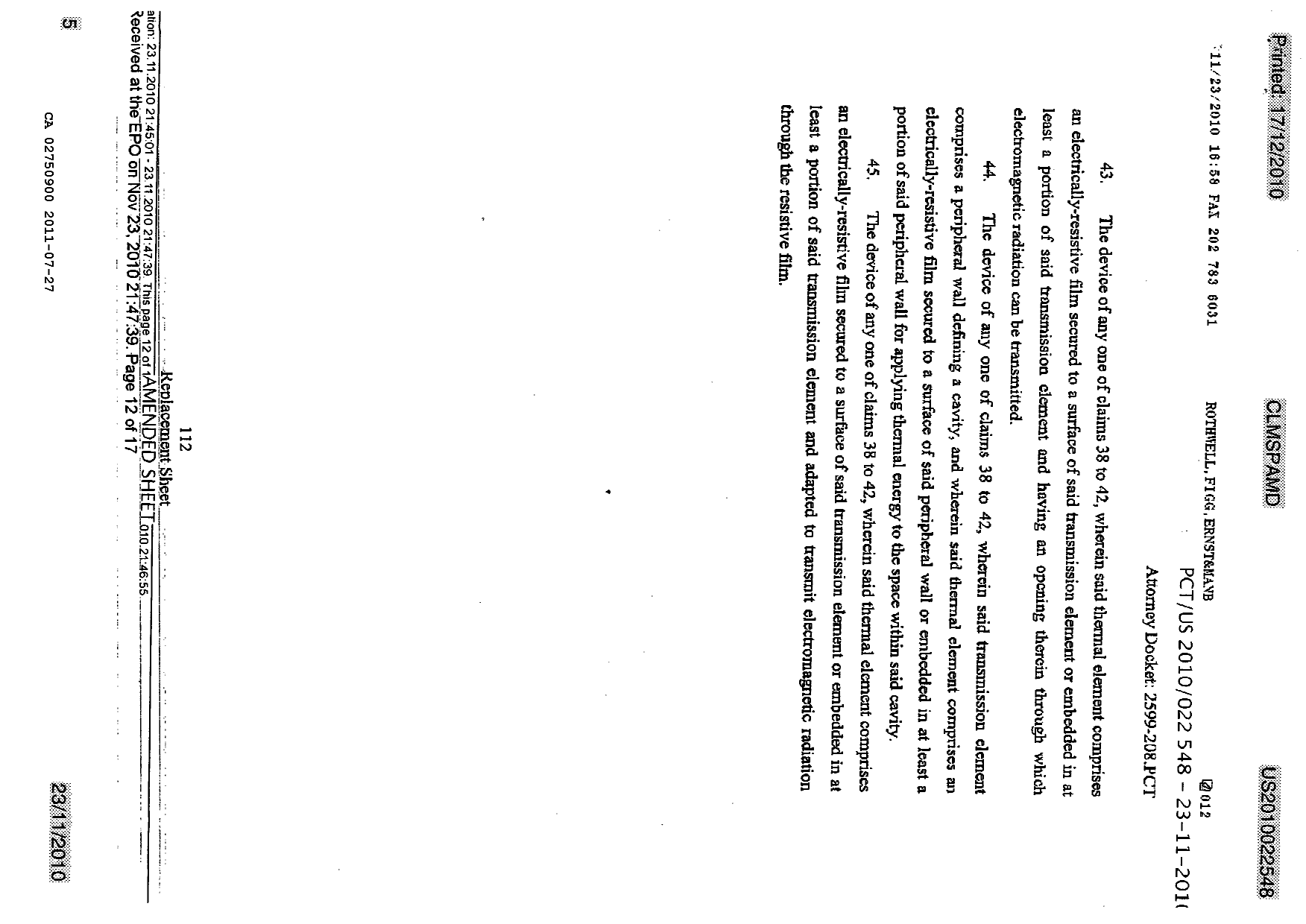 Document de brevet canadien 2750900. PCT 20101227. Image 19 de 19