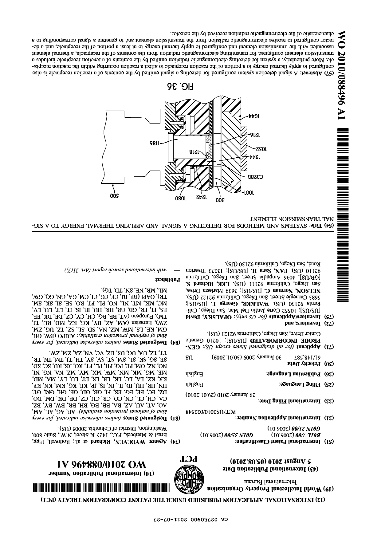 Document de brevet canadien 2750900. Abrégé 20101227. Image 1 de 1