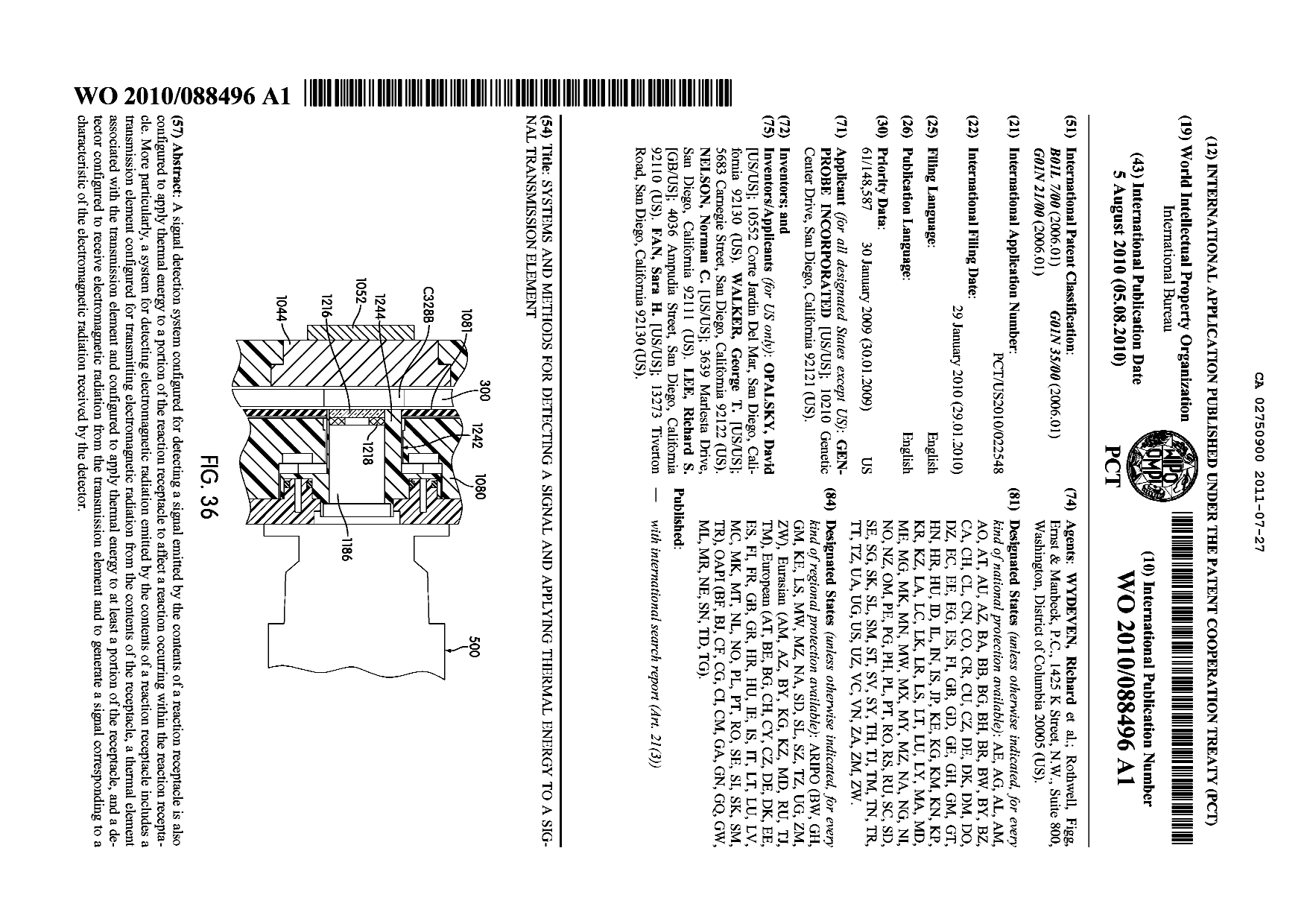 Document de brevet canadien 2750900. Abrégé 20101227. Image 1 de 1