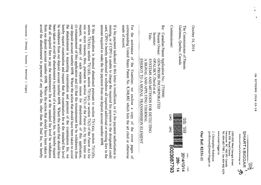 Canadian Patent Document 2750900. Prosecution-Amendment 20131214. Image 1 of 2
