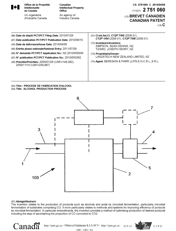 Document de brevet canadien 2751060. Page couverture 20131212. Image 1 de 1