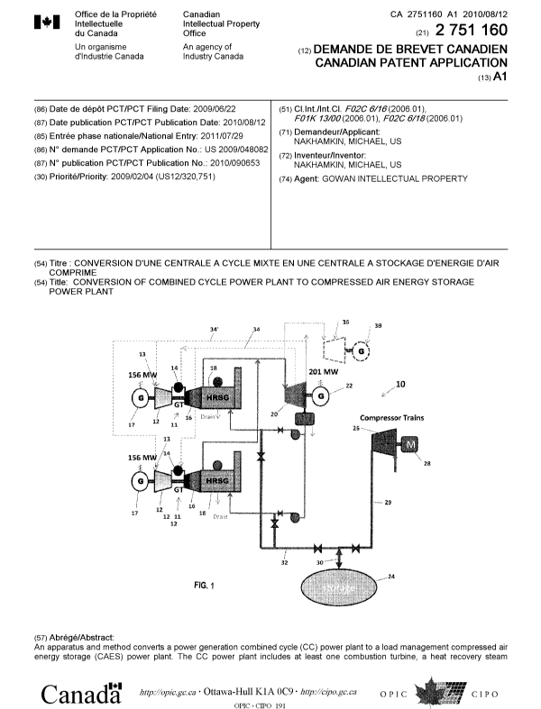 Document de brevet canadien 2751160. Page couverture 20101223. Image 1 de 2