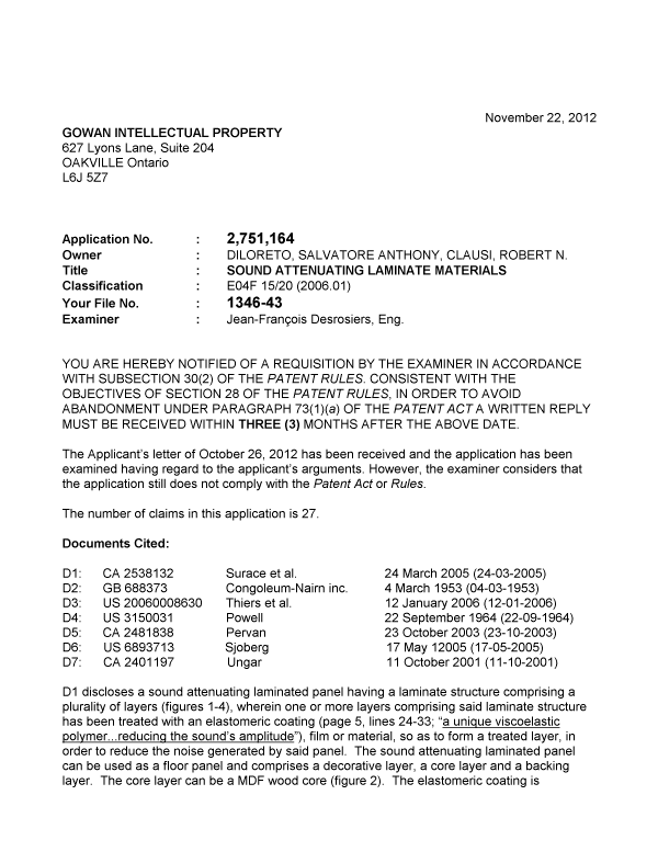 Canadian Patent Document 2751164. Prosecution-Amendment 20111222. Image 1 of 4