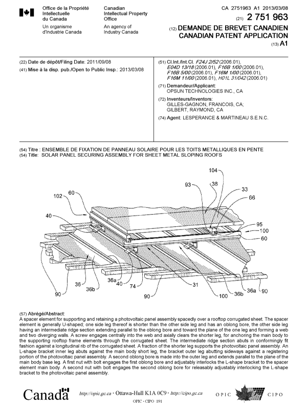 Canadian Patent Document 2751963. Cover Page 20121214. Image 1 of 1