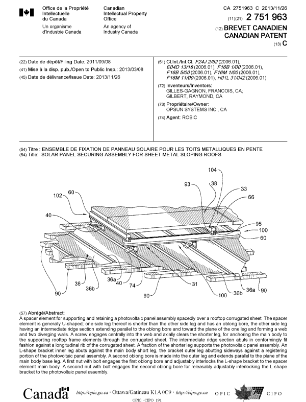 Document de brevet canadien 2751963. Page couverture 20121229. Image 1 de 1
