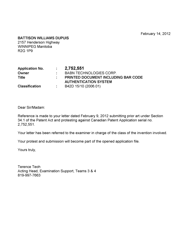 Canadian Patent Document 2752551. Prosecution-Amendment 20111214. Image 2 of 2