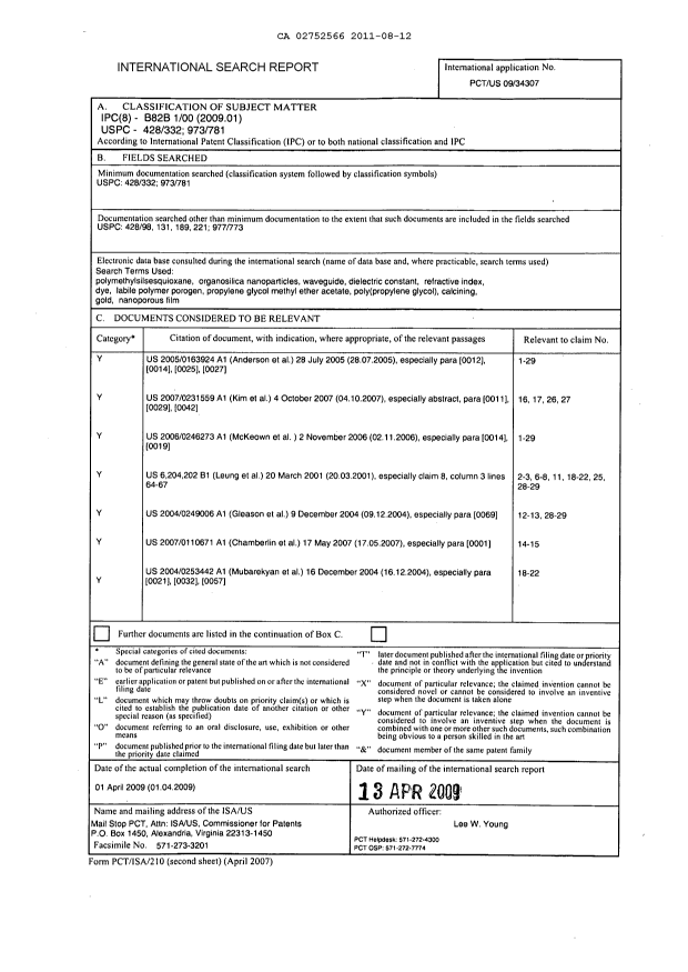Canadian Patent Document 2752566. PCT 20110812. Image 1 of 10