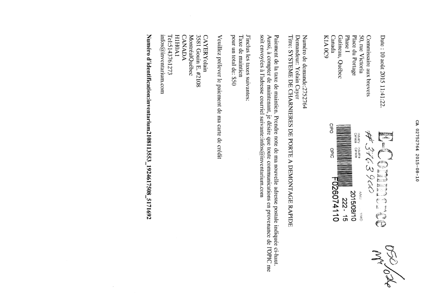 Canadian Patent Document 2752764. Correspondence 20141210. Image 1 of 1