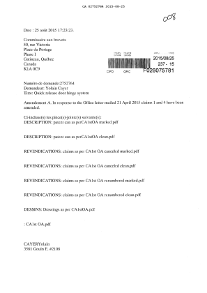 Document de brevet canadien 2752764. Poursuite-Amendment 20141225. Image 1 de 31
