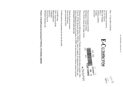 Document de brevet canadien 2752764. Correspondance 20151217. Image 1 de 1