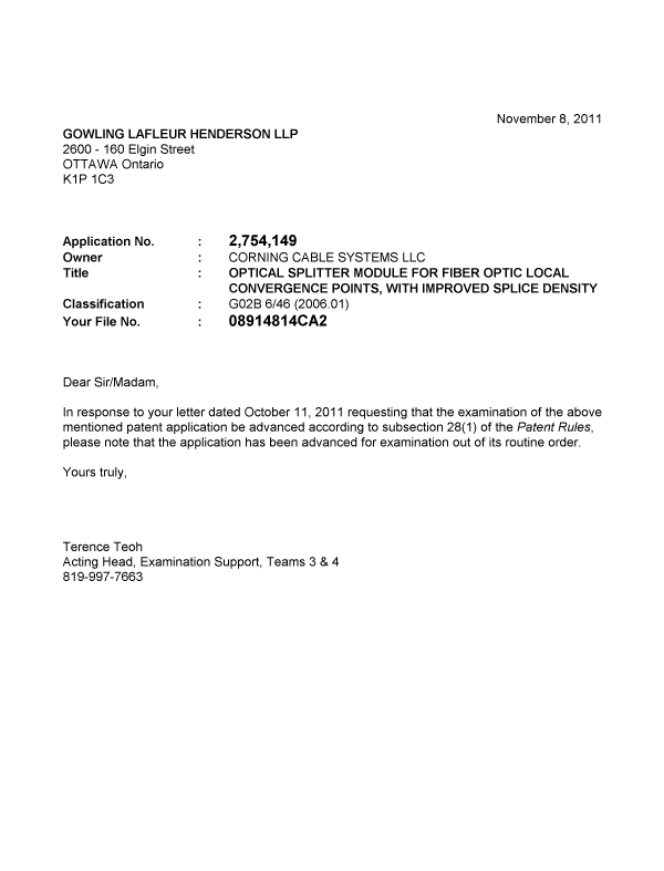 Canadian Patent Document 2754149. Prosecution-Amendment 20101208. Image 1 of 1
