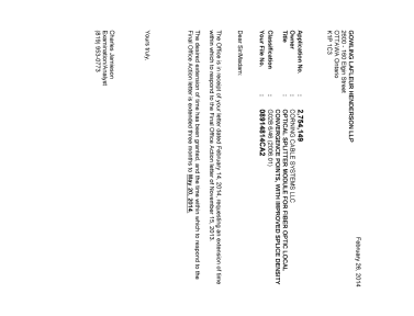 Document de brevet canadien 2754149. Correspondance 20131226. Image 1 de 1