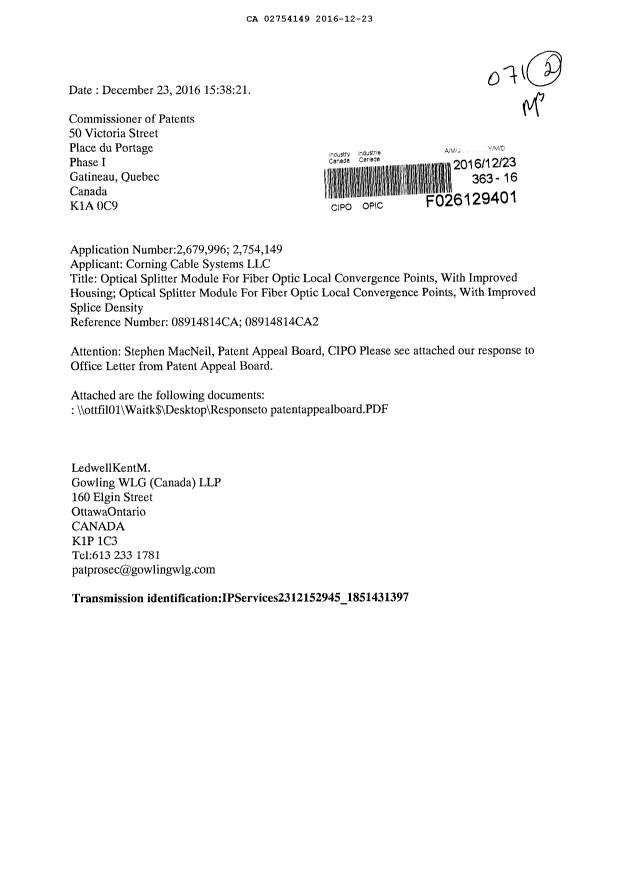 Canadian Patent Document 2754149. Prosecution-Amendment 20151223. Image 1 of 4