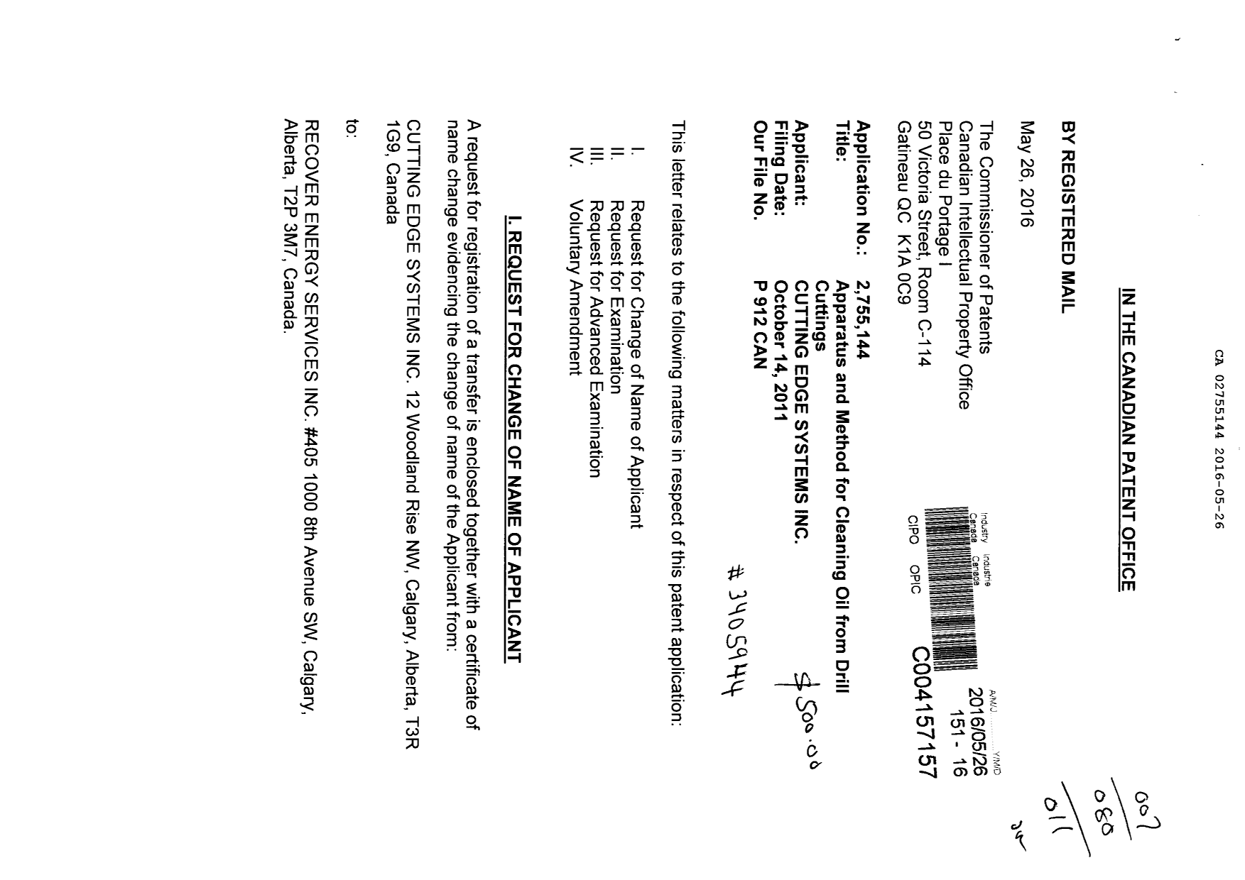 Document de brevet canadien 2755144. Poursuite-Amendment 20151226. Image 1 de 15