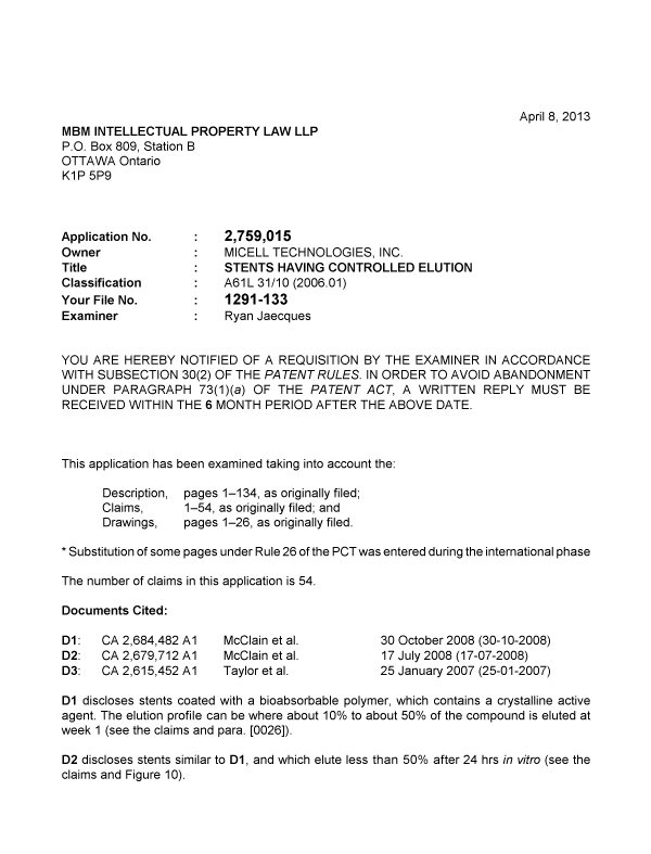 Canadian Patent Document 2759015. Prosecution-Amendment 20121208. Image 1 of 4