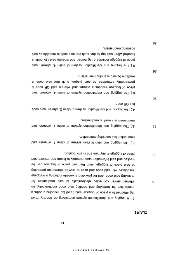 Document de brevet canadien 2759105. Revendications 20101217. Image 1 de 4