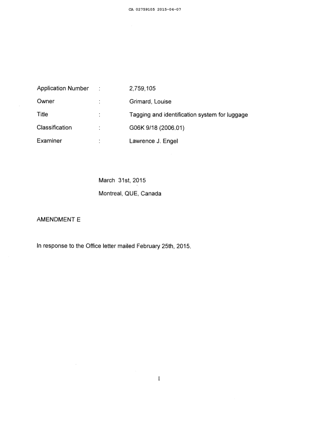 Document de brevet canadien 2759105. Poursuite-Amendment 20141207. Image 2 de 6