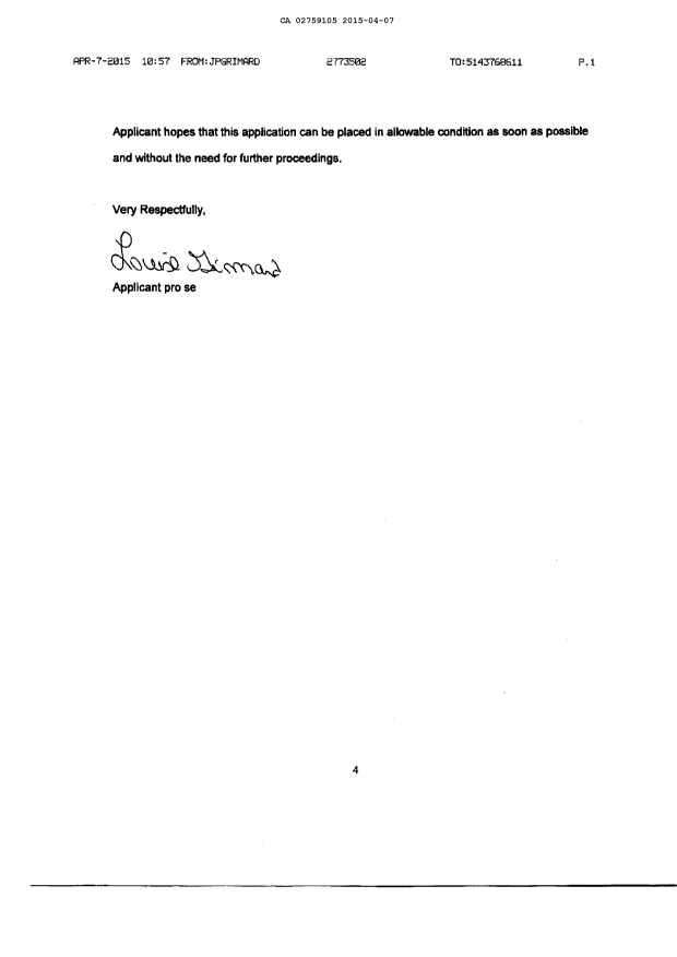 Document de brevet canadien 2759105. Poursuite-Amendment 20141207. Image 6 de 6