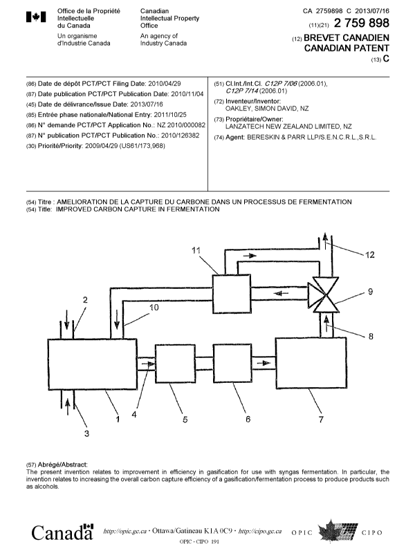 Document de brevet canadien 2759898. Page couverture 20121225. Image 1 de 1