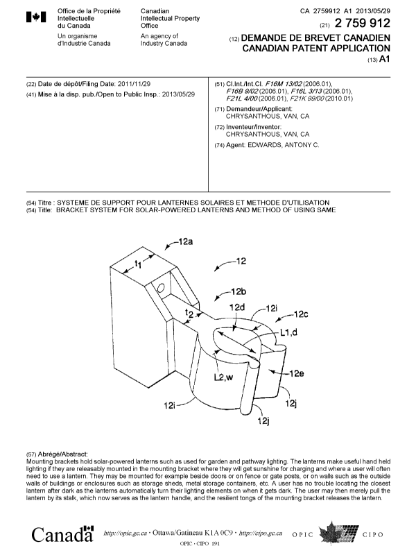 Canadian Patent Document 2759912. Cover Page 20121227. Image 1 of 1