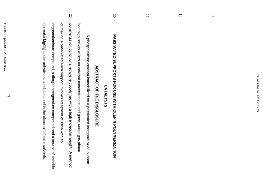 Document de brevet canadien 2760264. Abrégé 20111205. Image 1 de 1