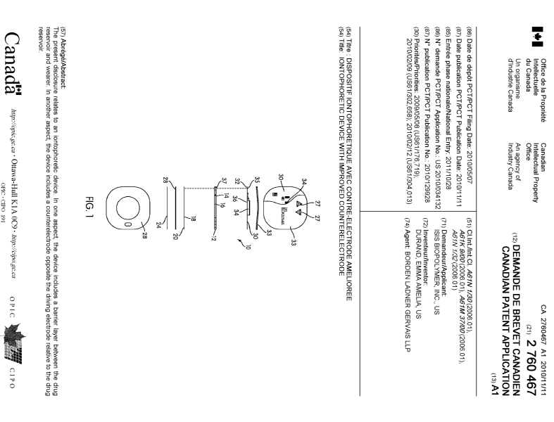 Canadian Patent Document 2760467. Cover Page 20120112. Image 1 of 1