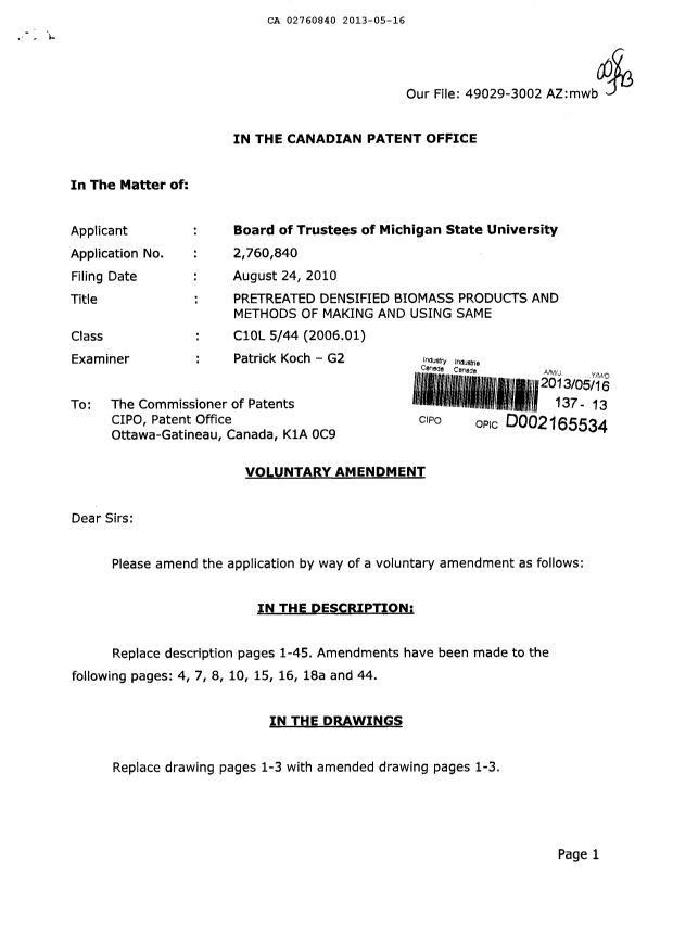 Canadian Patent Document 2760840. Prosecution-Amendment 20121216. Image 1 of 57