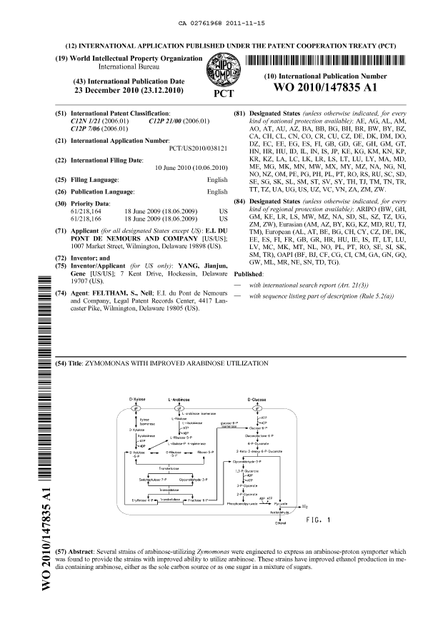 Document de brevet canadien 2761968. Abrégé 20101215. Image 1 de 1
