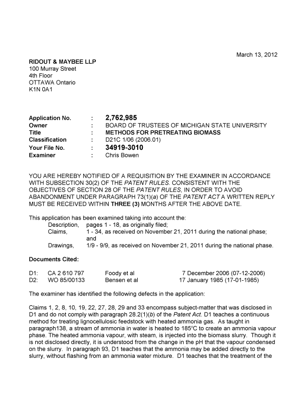 Canadian Patent Document 2762985. Prosecution-Amendment 20111213. Image 1 of 4