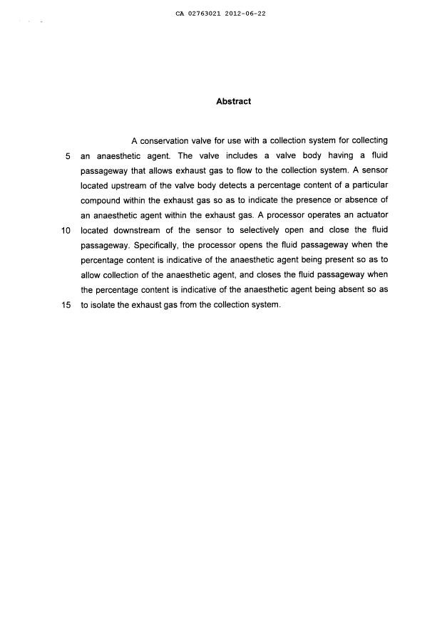 Document de brevet canadien 2763021. Abrégé 20111222. Image 1 de 1