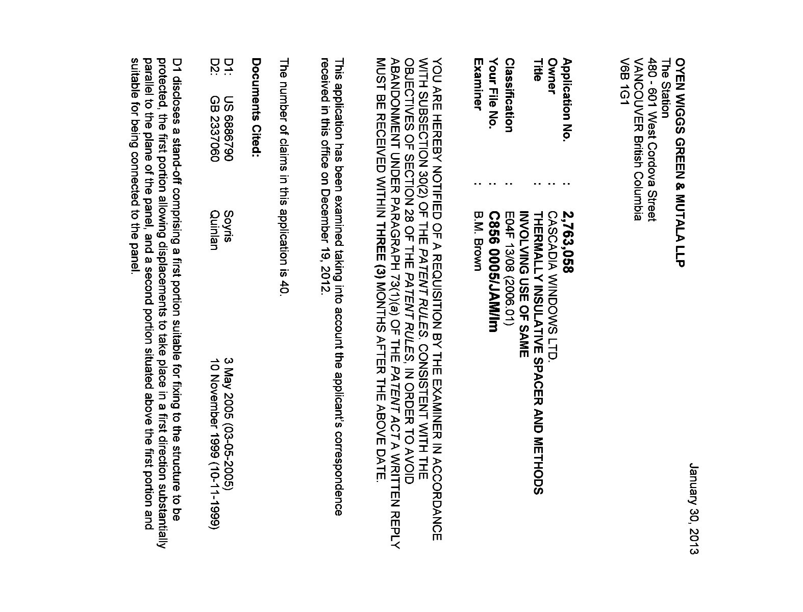 Document de brevet canadien 2763058. Poursuite-Amendment 20121230. Image 1 de 2