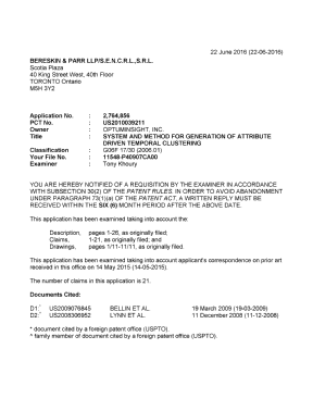 Canadian Patent Document 2764856. Examiner Requisition 20160622. Image 1 of 5