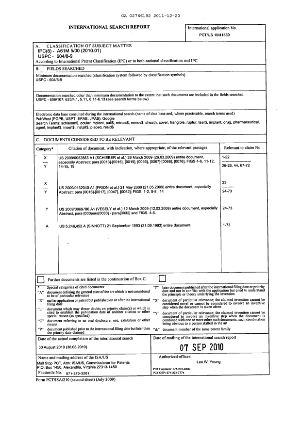 Document de brevet canadien 2766192. PCT 20111220. Image 1 de 10
