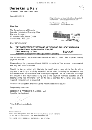 Canadian Patent Document 2766249. Correspondence 20121223. Image 1 of 1