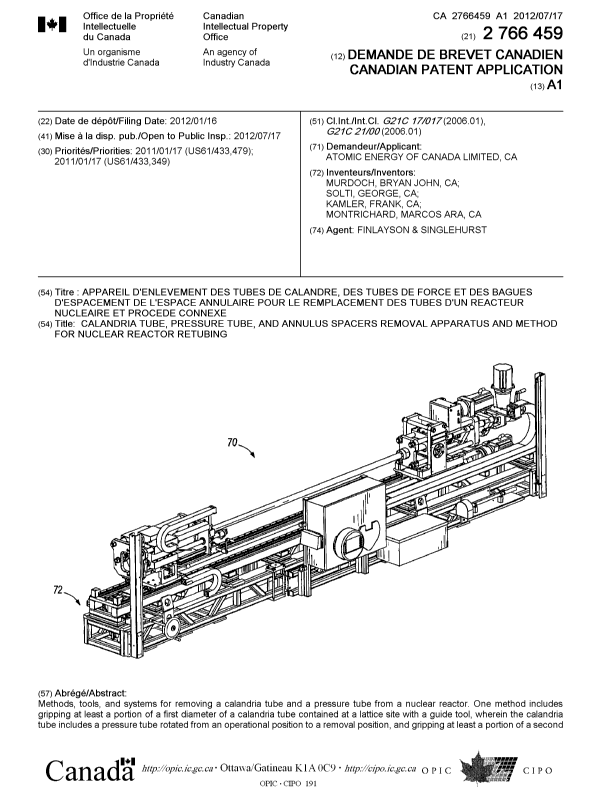 Document de brevet canadien 2766459. Page couverture 20111210. Image 1 de 2