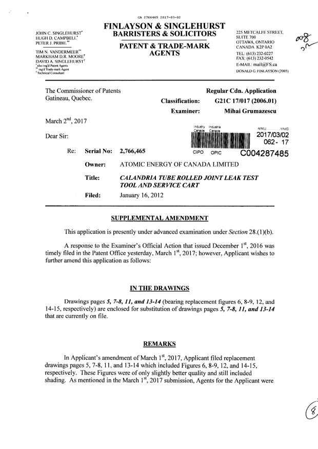 Document de brevet canadien 2766465. Poursuite-Amendment 20161202. Image 1 de 8