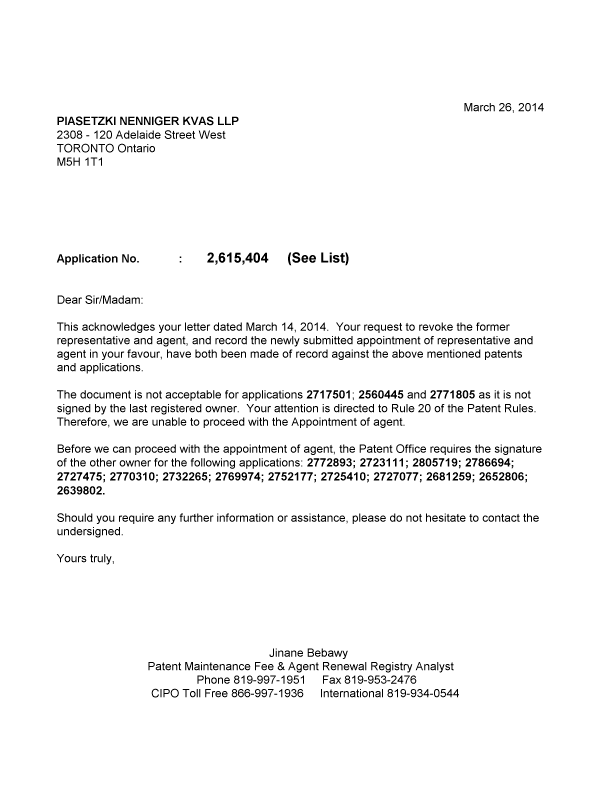 Canadian Patent Document 2766539. Correspondence 20140326. Image 1 of 1