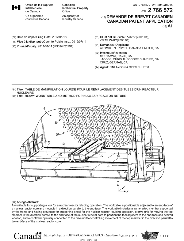 Document de brevet canadien 2766572. Page couverture 20111210. Image 1 de 1