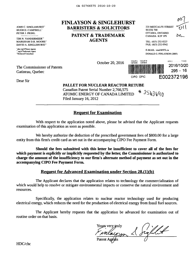 Document de brevet canadien 2766575. Poursuite-Amendment 20151220. Image 1 de 1