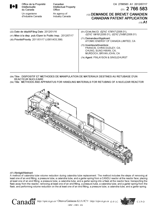 Document de brevet canadien 2766583. Page couverture 20111210. Image 1 de 1